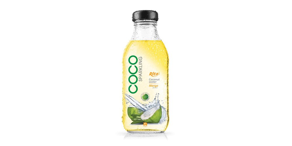 Supplier Sparkling Coconut Water With  Mango Flavor 350ml Glass Bottle